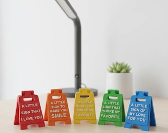 Custom Miniature Signs of Affection | Personalised Tiny Desk Decor | 3D Printed Small Gift | Custom Message A-Frame Sign