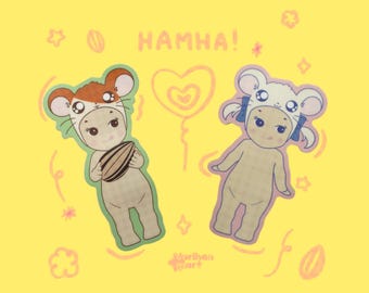 Sonny Angel Hamtaro & Bejou Sticker Set: Weatherproof (waterproof, UV protected, scratch resistant) Vinyl Decal