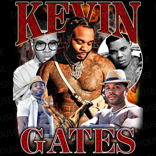 Kevin Gates T Shirt Design. PNG Digital 4500x5100 px. Retro, 90s Vintage, Bootleg Tee. Instant Download And Ready To Print.