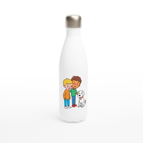 Weiße Edelstahl-Wasserflasche (17oz) mit tollem Kinderbild