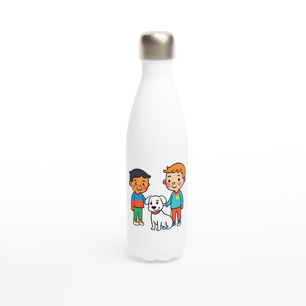 Weiße Edelstahl-Wasserflasche (17oz) mit tollem Kinderbild