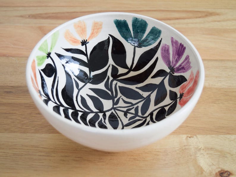 Hand Painted Flower Bowl - Etsy