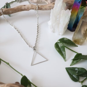 Fire alchemical symbol necklace, symbolic jewelry, fire symbol pendant, fire symbol jewelry, stainless steel necklace, minimalist jewelry