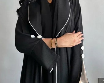 Elegante bottone manica divisa manica musulmana Abaya per le donne Abaya Maxi abiti marocco caftano turchia arabo abito lungo 2024