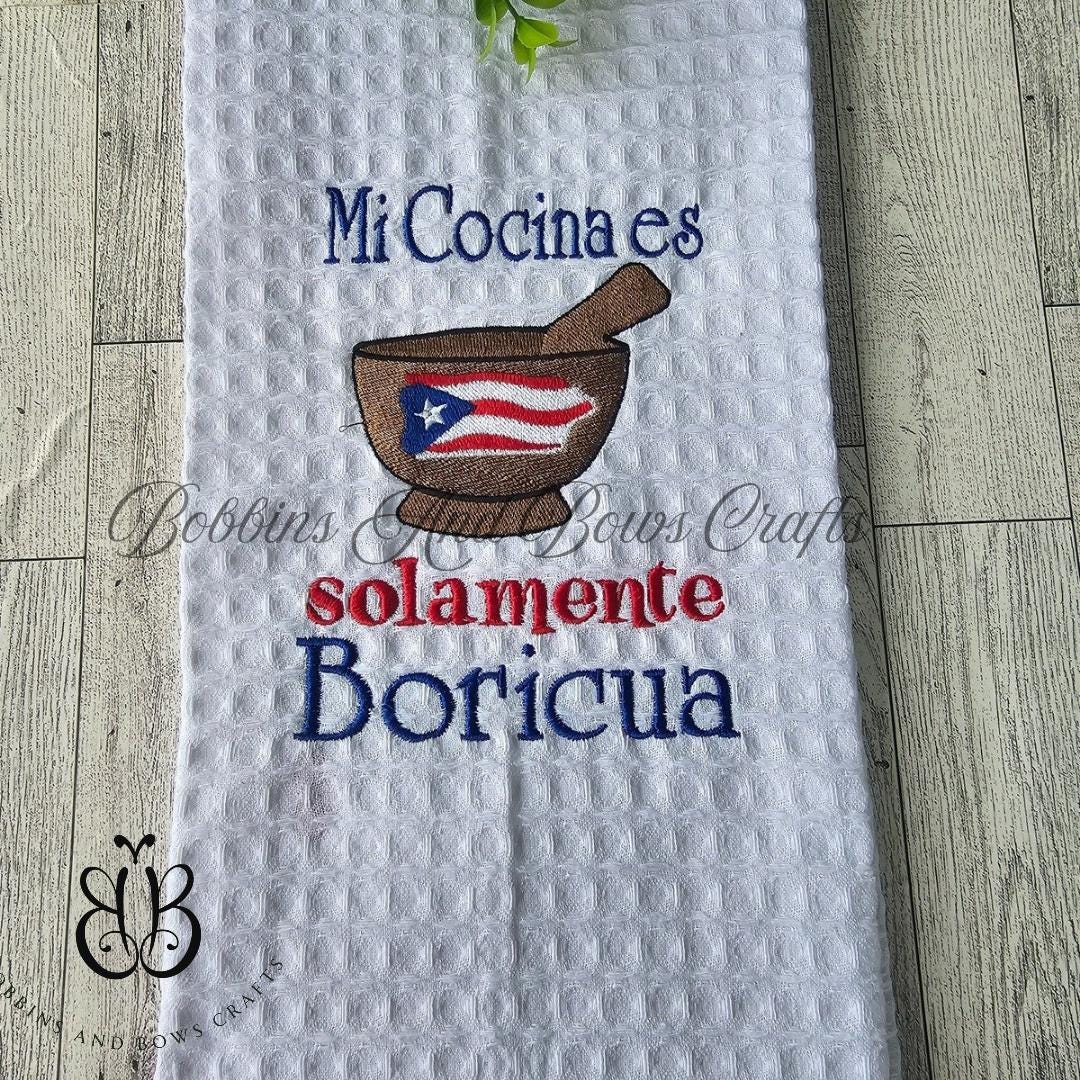Personalized Kitchen Towel, Kitchen Decoration, Puerto Rico Towels, Machine Embroidered Kitchen Towels, Dish Kitchen Towel, Boricua Towel