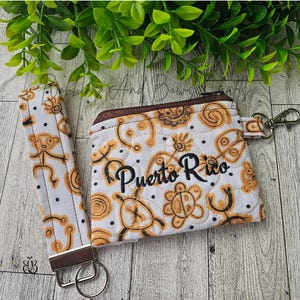 Bolsa acolchada con cremallera de Puerto Rico, billetera con tarjetero de Puerto Rico, bolsa para cosméticos, monedero de Puerto Rico, monedero de pulsera boricua