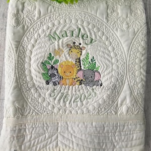 Personalized Baby Quilt, Keepsake Blanket, Personalized Embroidered Blanket, Embroidered Baby Quilt