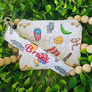 Puerto Rico Quilted  Zipper Pouch, Puerto Rico Card Holder Wallet, Cosmetic Pouch, Puerto Rico Coin Purse, Boricua Wristlet Coin Purse
