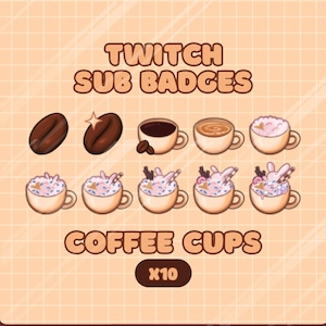 Twitch sub badges coffee twitch badges coffe cups Cute Twitch Sub Bit Badges youtube sub badges Channel Points Icons YouTube Discord Roles