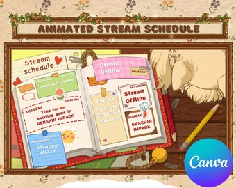 Stream Schedule Cozy Cat Twitch Schedule Template, Vtuber Schedule Pink ...