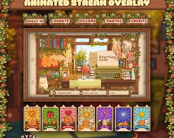 Superposition de flux animés - Pack Cosy Cats Lite : écrans, alertes, panneaux Twitch, bannières