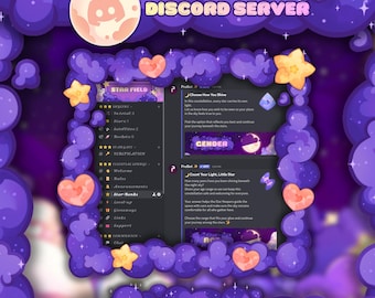Serveur Galaxy Star Field Discord entièrement configuré à vendre | Modèle préfabriqué confortable violet | Communauté de joueurs | Livraison instantanée