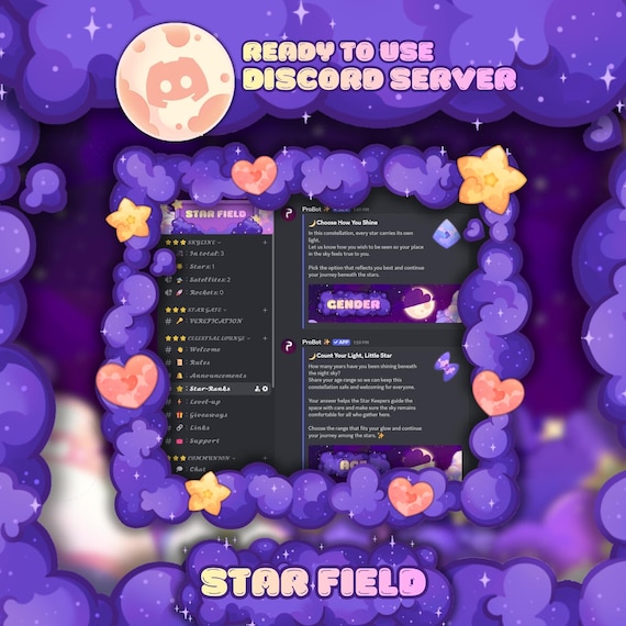 Pre-Made Galaxy Discord Server | Cozy Star Field Template