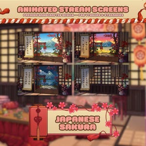 Animated Stream Screens  Japanese room twitch screens Starting Soon Be right back Stream ending  Currently Offline Sakura stream screens