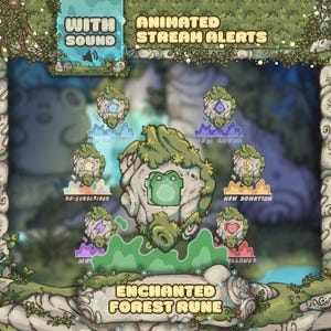 Animated Twitch Alerts - Enchanted Forest Runes: New Donation, New Follower, New Raid, New Gifted, New Cheer, New Subdcriber, Re-Subscriber