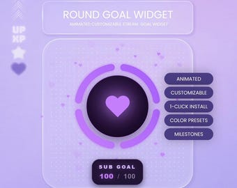 Neon Stream Round Goal Widget | Animated Twitch Milestones | StreamElements