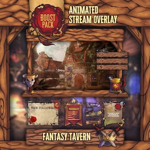 Animated Stream Overlay Pack - Fantasy Medieval Tavern
