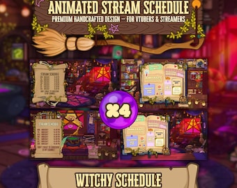 Geanimeerd streamschema: Cosy Witch, 4 aanpasbare sjablonen