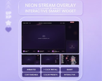 Neon Interactive Stream Overlay Widget | Animated Twitch & YouTube Theme | StreamElements