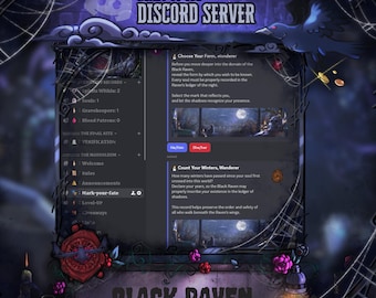 Serveur Gothic Discord entièrement configuré | Modèle Gaimung corbeau | Serveur communautaire prédéfini | Compatible Strem et VTuber | Livraison instantanée