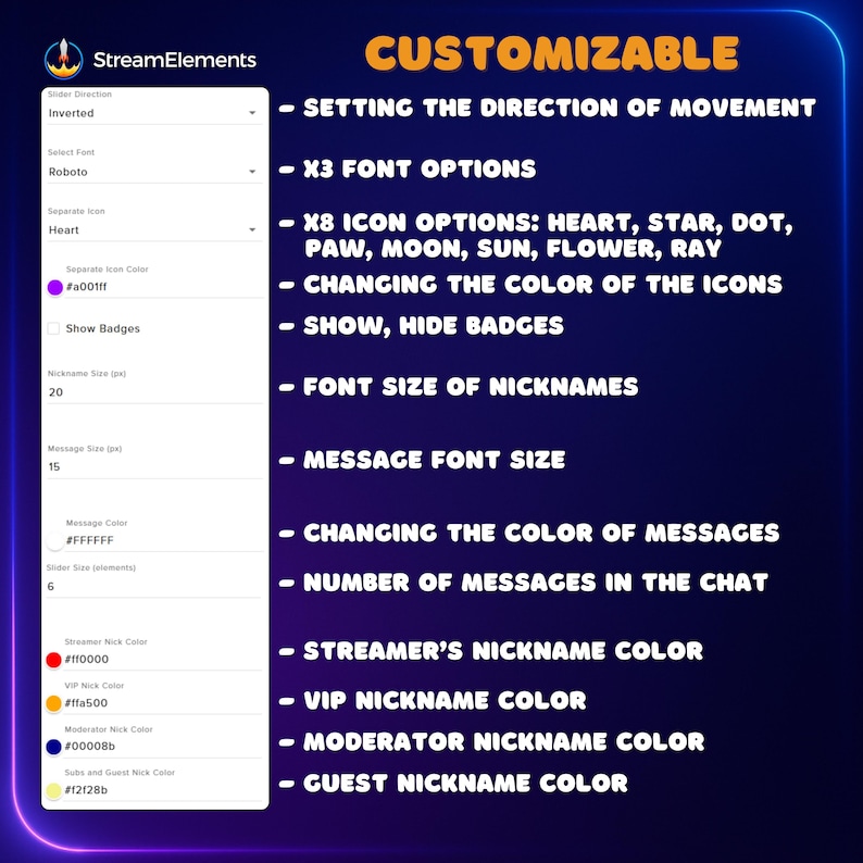 Horizontal Twitch Chat Widget – Cozy Animated Widget for OBS, Streamlabs & StreamElements | Cute, minimalistic chat widget