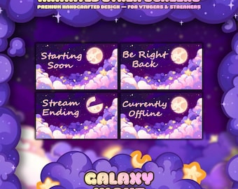 Écrans de diffusion en continu animés - Cosy Celestial : écrans de contraction animés commençant bientôt, soyez de retour, fin de la diffusion, actuellement hors ligne