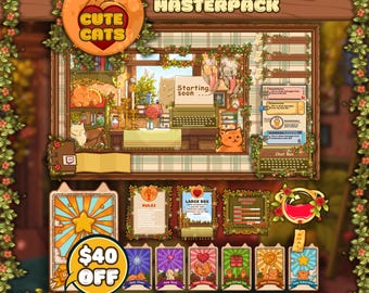 Ultimate Stream Overlay MASTERPACK - Cute Cats: All-In-One Stream Kit