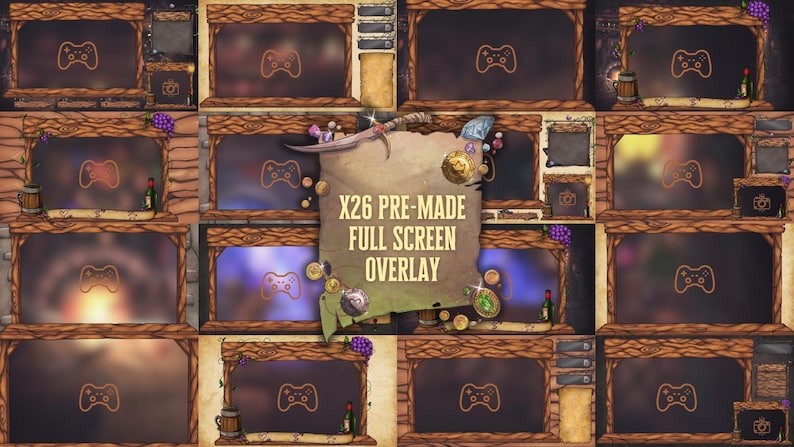 Animated Stream Overlay Pack - Fantasy Medieval Tavern PRO Package ...