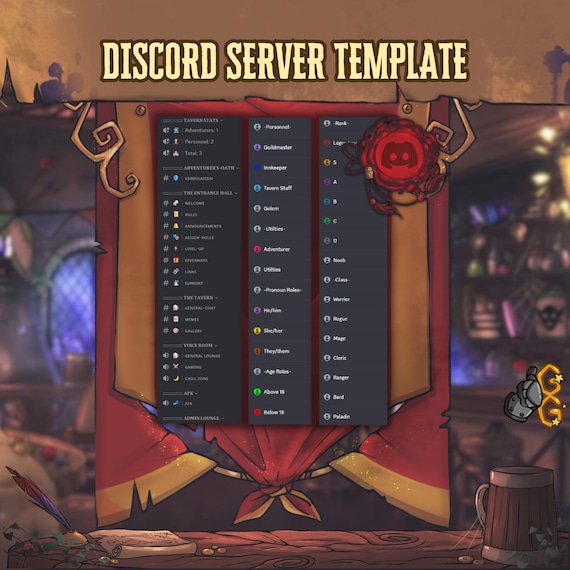 Fantasy Tavern Discord Server Template | Pre-Made RPG Template | Medieval Roleplay | Gaming Community | Instant Delivery