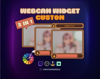 Webcam Overlay Widget 3-in-1 • Frame + Goal Tracker + Twitch Alerts • Streamelements for OBS • Customizable Stream Design