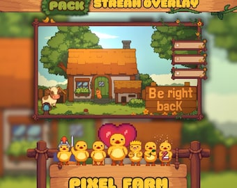 Pixel Farm Twitch Overlay Bundle - Gemütliche Ente Animierte Stream Pack (Digitaler Download)