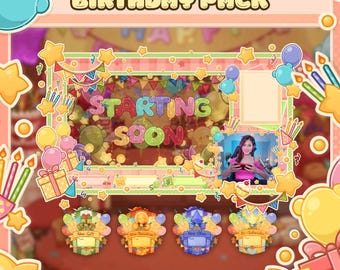 Birthday Stream Overlay Pack for Cozy Streamers & VTubers