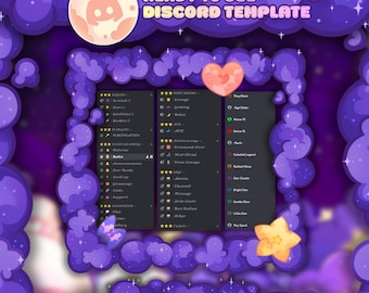 Modèle de serveur Discord Cosy Star Field | Modèle violet kawaï | Jeu de rôle Galaxy | Communauté de joueurs | Livraison instantanée