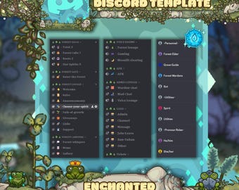 Modelo de servidor Discord Floresta Encantada | Modelo estético de floresta pré-fabricado | RPG de magia | Comunidade de jogos | Entrega instantânea