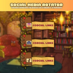 Social Media Rotator — (15) Icon Options & Animations, cozy twitch widget, streamelements widget, obs stream widget
