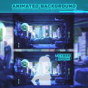 Vtuber background - Cyberpunk animated vtuber background, vruber asset, animated stream background, Cyberpunk room