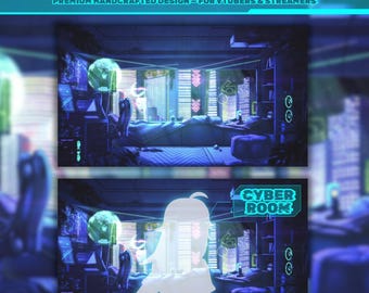 サイバーパンク・ローファイ・ルーム | アニメーションVTuber＆配信背景