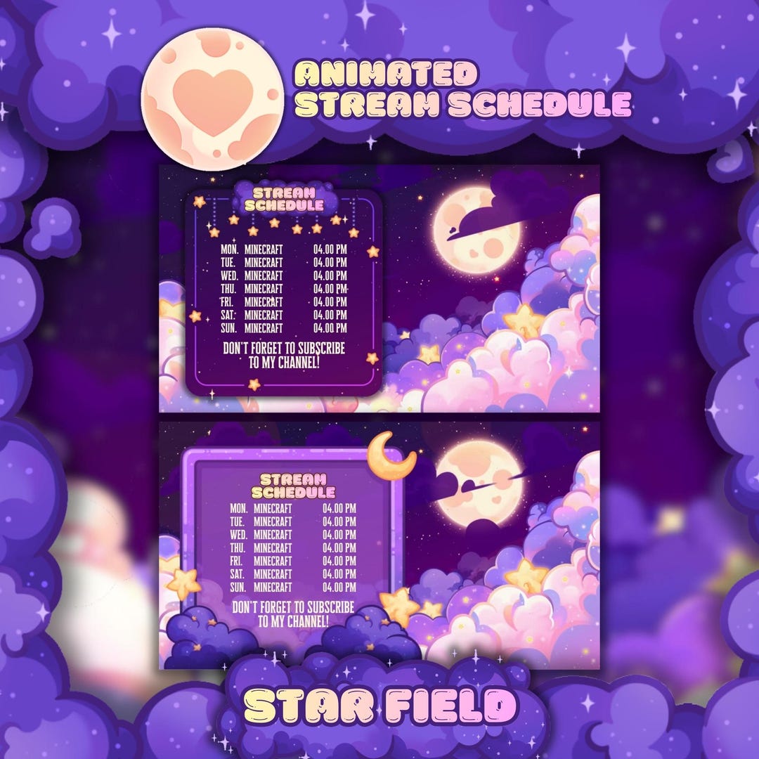 Animated Stream Schedule - Cozy Galaxy, 2 Customizable Templates - Etsy