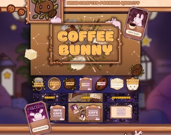 Discord Cosy Bunny Café | Décoration de café préfabriquée | Bannière Discord | Panneaux Discord