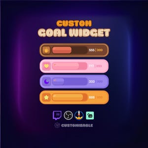 Twitch Goal Widget – Customizable Stream Subathon Bar, VTuber Overlay, Custom Goal Tracker, Stream Goal Widget for OBS, StreamElements