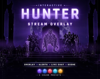 Anime Stream Overlay Pack | Shadow Hunter System Theme | StreamElements Instant Download