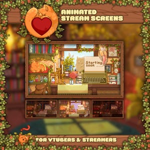 Animerade streamskärmar från Cozy Cats för VTubers och Streamers