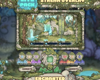 Superposition de flux animés - Forfait Forêt enchantée Lite : écrans, alertes, panneaux Twitch, bannières