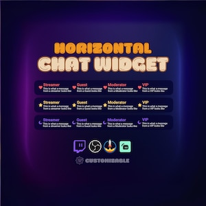 Horizontal Twitch Chat Widget – Cozy Animated Widget for OBS, Streamlabs & StreamElements | Cute, minimalistic chat widget