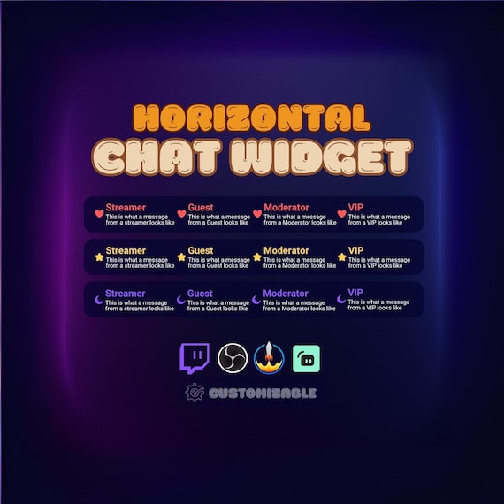 Horizontal Twitch Chat Widget - fully customizable in StreamElements
