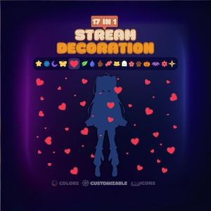 Animated Stream Decoration & Widget, Floating Animated Overlay for Streamers and VTubers, StreamElements x17 decor options, twitch decor
