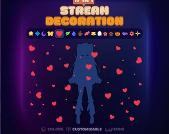 Animated Stream Decoration & Widget, Floating Animated Overlay for Streamers and VTubers, StreamElements x17 decor options, twitch decor