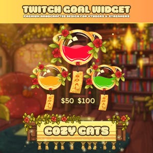 Animated Twitch Goal Widget – Customizable Stream Subathon Bar, VTuber Overlay, Cat Goal Tracker, Stream Goal Widget for OBS, StreamElements