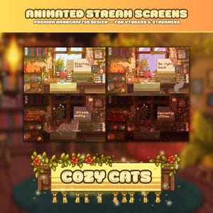 Animated Stream Screens  Cozy Cat animated twitch screens Starting Soon, Be right back, Stream ending  Currently Offline Cute stream screens