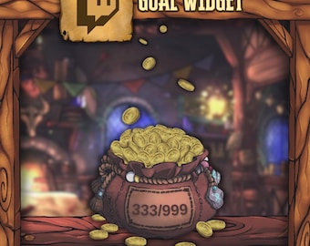 Widget d'objectif Twitch Fantasy Tavern – Sac doré médiéval